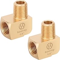 BOERAY 2pcs 1/4" NPT Brass 90 Degree Street Elbow Fittings - Male to Female Pipe Connectors, Forged CA360 Brass, 1200 PSI Rated