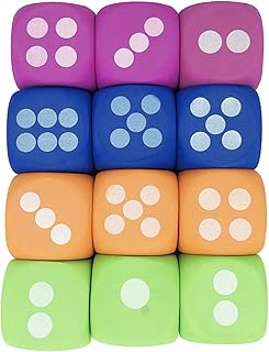 BIBABLYKE Foam Dices Set Large Color Foam Six Sided Dices Cubes with Dots Playing Square Block for Math Teaching Educational Toy EVA