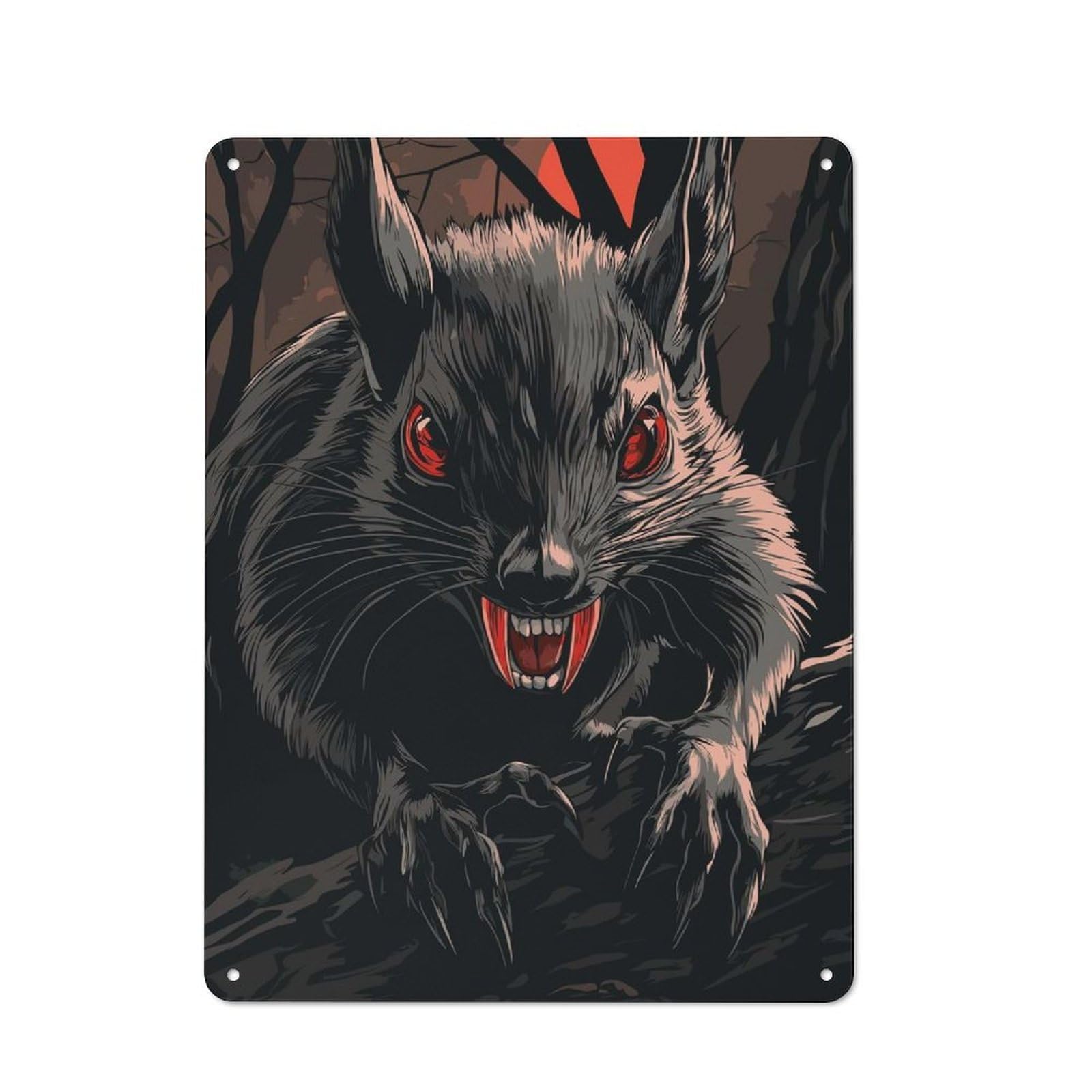 Junmoney Vampire Gothic Squirrel Vintage Tin Sign 40X30cm With For Kitchen Or Home Bar, For Retro Home Interiors, For Cafés, Pubs And Restaurants