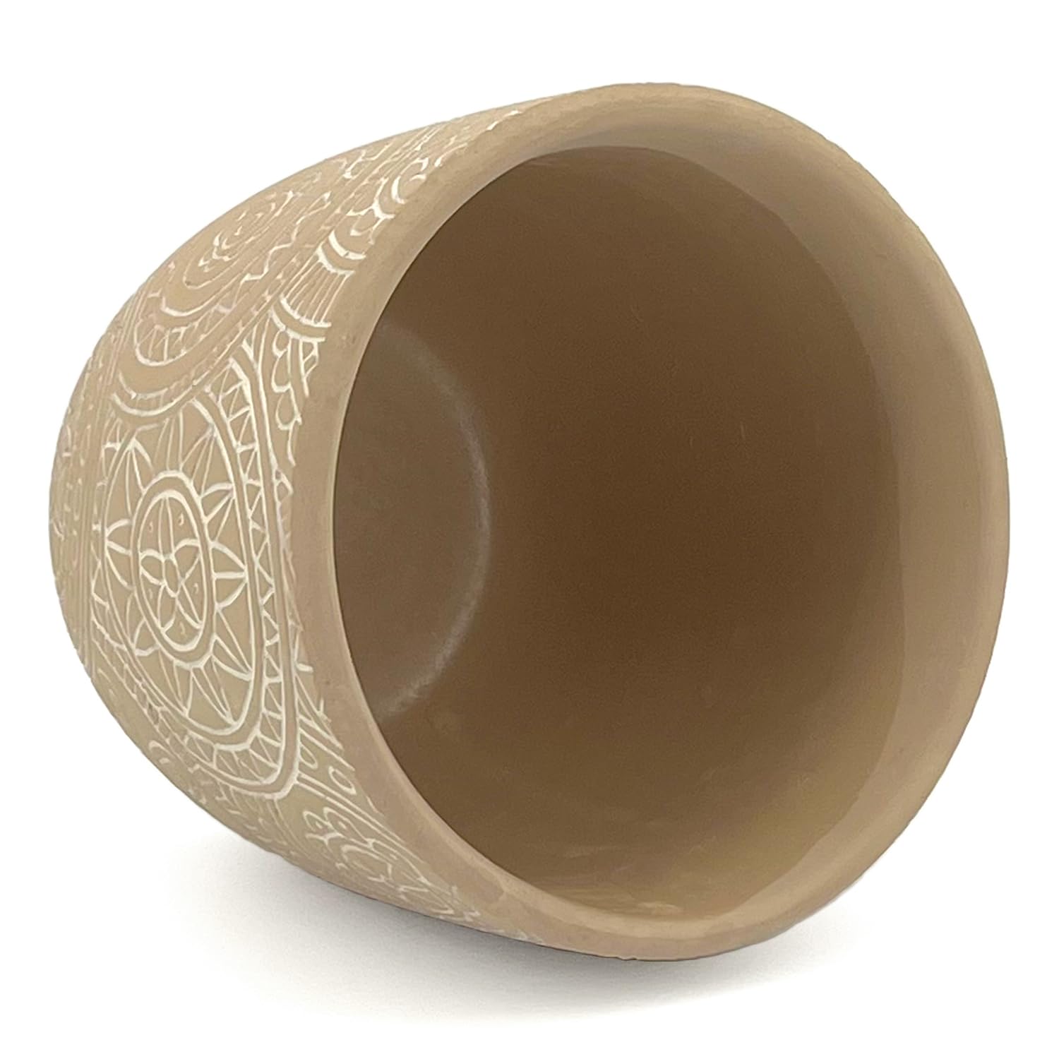 Vimin Box Beige Decorated Terracotta Pot | Diameter 13.5 cm | Indoor and Outdoor Plant Pot | Elegant Planter for Home, Garden, Balcony (1, M Beige) - Image 2