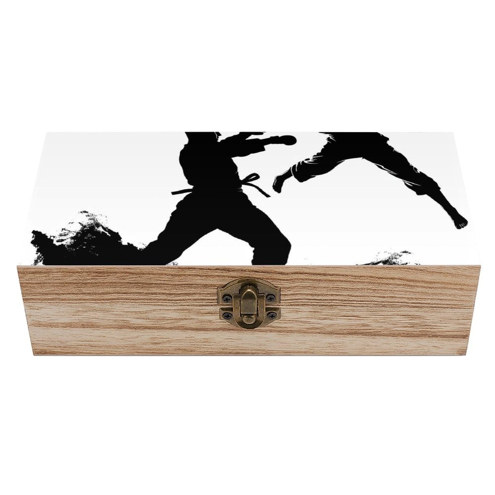 AQRJLPM Kickboxing Wooden Storage Box with Hinged Lid Rectangle Large Retro Design Wooden Box Keepsake Recipe Or Jewelry Storage Box for Crafts Decoration Gift
