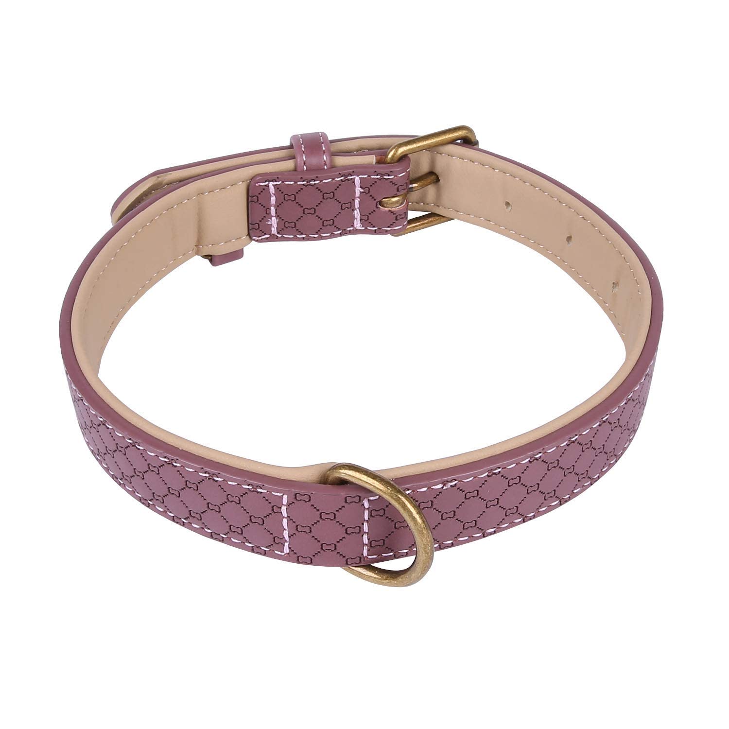 Basic Classic Luxury Padded Leather Dog Collar Rust Proof Brass Strong  Leather Collar Heavy Duty Alloy Hardware Best for Small, Medium, Large Dogs