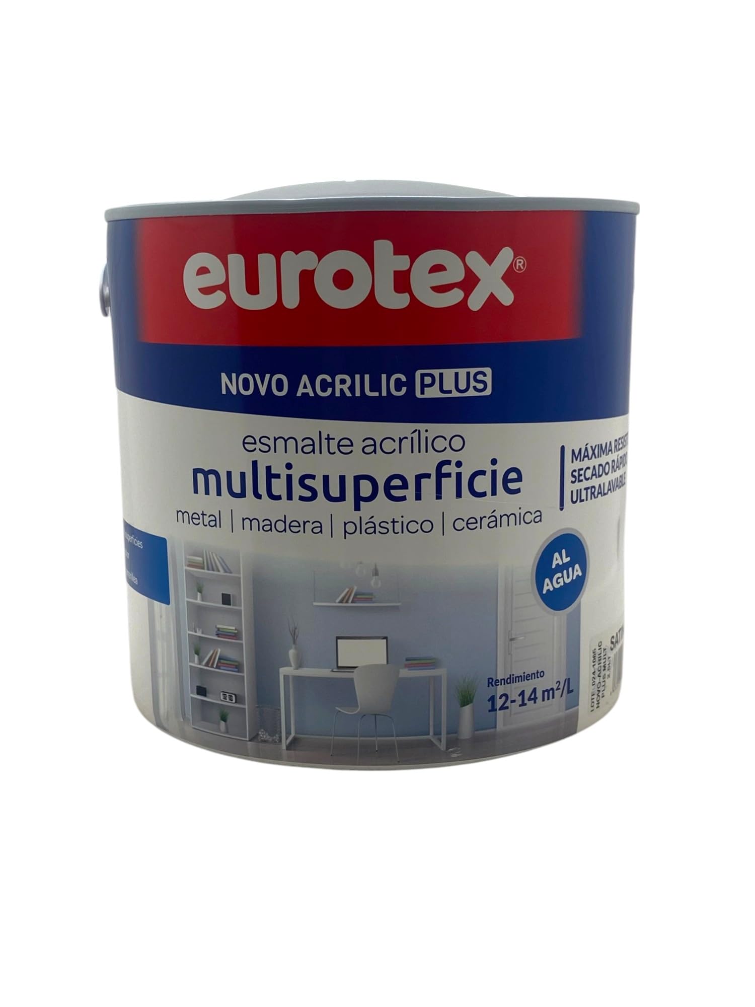 EUROTEX Pintura Multisuperficie al Agua con muy buena adherencia SIN imprimación - Gran resistencia - En Brillante o Satinado - Secado rápido - Ultralavable - Formato 2,5 l (Blanco Satinado)