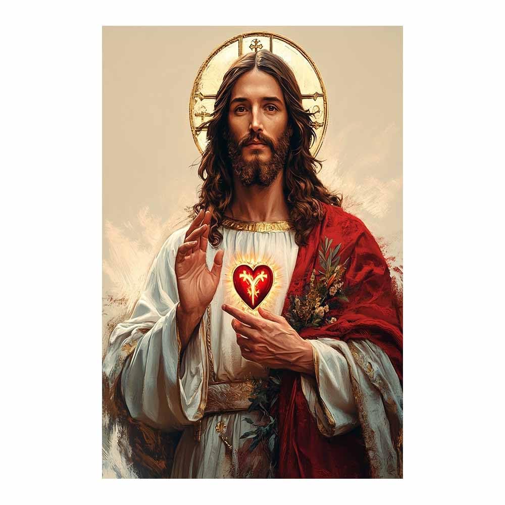 Art mural pour salon impression moderne or de Jésus Christ 80x120cm - 8