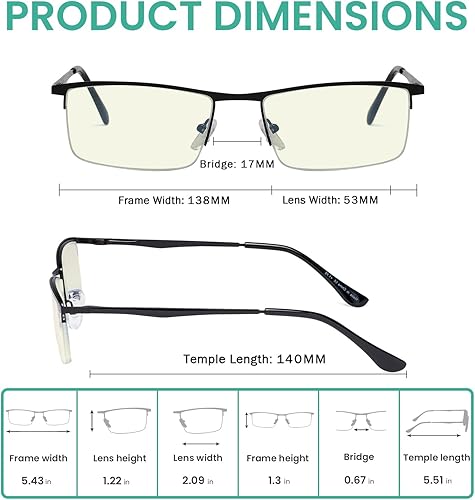 Miniatura 8 de Eyekepper Paquete de 4 lentes de lectura con bloqueo de luz azul para mujeres y hombres, lectores de semi-aro +2.5