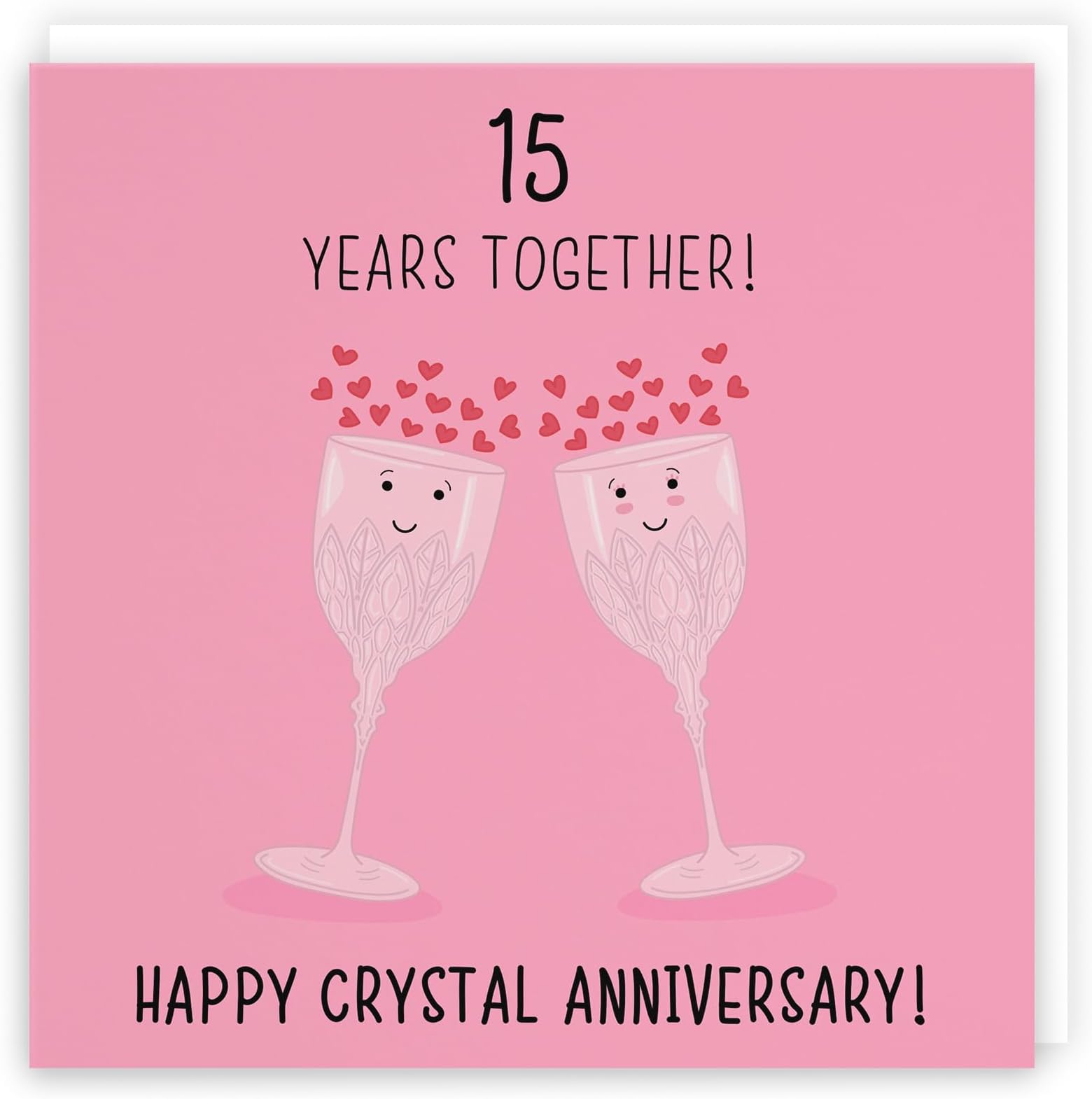 Hunts England - 15th Wedding Anniversary Card - Crystal Anniversary - Iconic Collection - For Him, Her, Couples - Fun Cute Anniversary Card