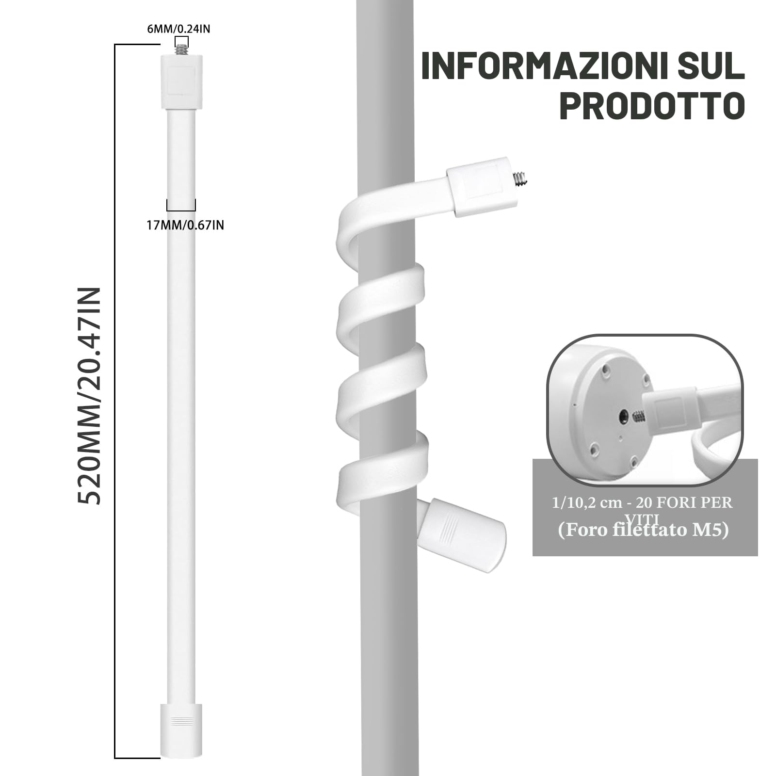 Supporto Baby Monitor Universale Bianco per Culla Rierousy