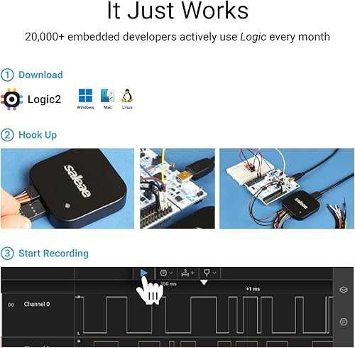 Miniatura 8 de Logic Pro 8 negro - Analizador lógico de 8 canales Saleae - Compatible con Windows Mac o Linux - Fácil de usar ultraportátil ahorra tiempo y