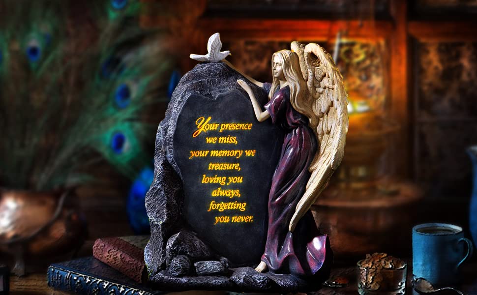 CT DISCOUNT STORE Angel Garden Statues Sympathy Gift -Cementary Decoration, Memorial Statue for Home Garden -Express Your Sympathy with Condolence Gifts, Berreavement Gifts, (Angel with Pigeon)