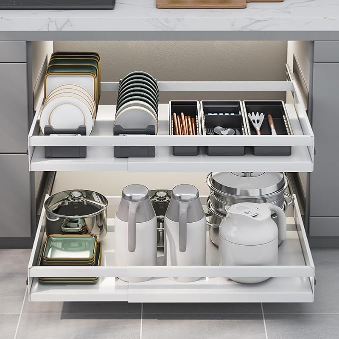 Amazon.com - No Screw Adjustable Adhesive Pull out Cabinet Drawers ...
