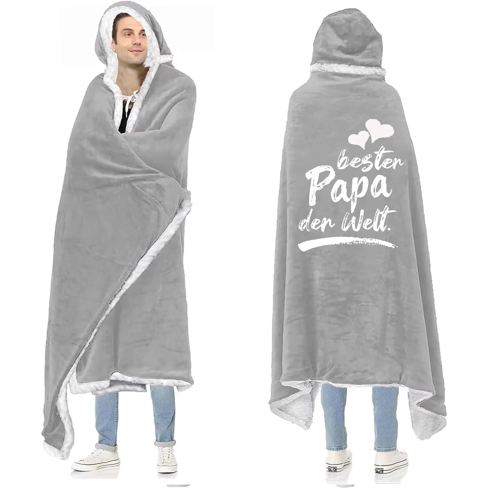 Vatertaggsgeschenke für Papa, Decke mit ärmeln Geburtstagsgeschenk für Papa, Kuscheldecke mit ärmeln Vater Geschenk zum Weihnachten Geburtstag Vatertag, Beste Vater Geschenk von Tochter Sohn
