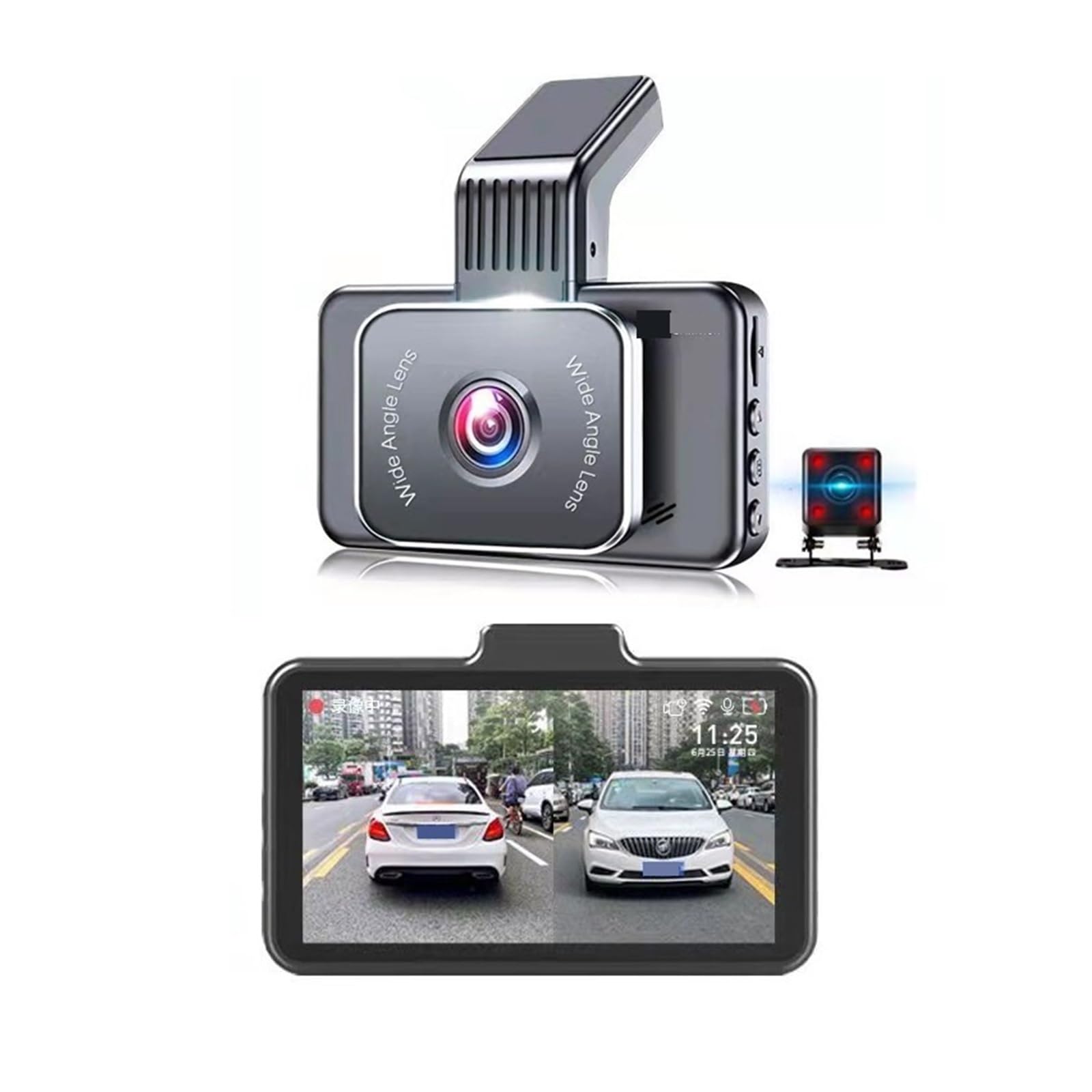 Przód kamery samochodowej Kamera samochodowa 1440P Rejestrator jazdy Samochodowa kamera HD Dwuobiektywowy Wbudowany rejestrator DVR Dashcam Podwójne nagrywanie Ukryty monitoring Łatwa instalacja (Col