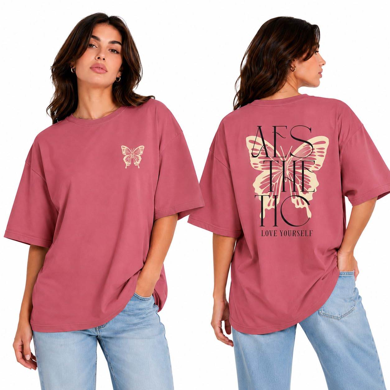 Women's Cotton Oversized Tshirt - Graphic Printed - Tops - Streetwear Tees-picture-28