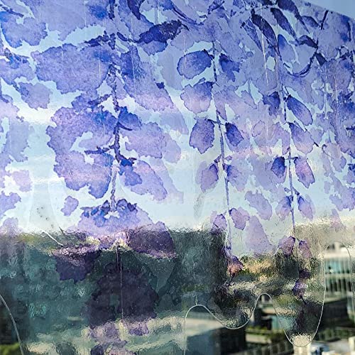 Flortlias Transparent Leaf Window Sticker, Removable Static Cling Double-Sided Decal Clings For Glass Windows Door Decor, Watercolor Purple Wisteria #TOP2