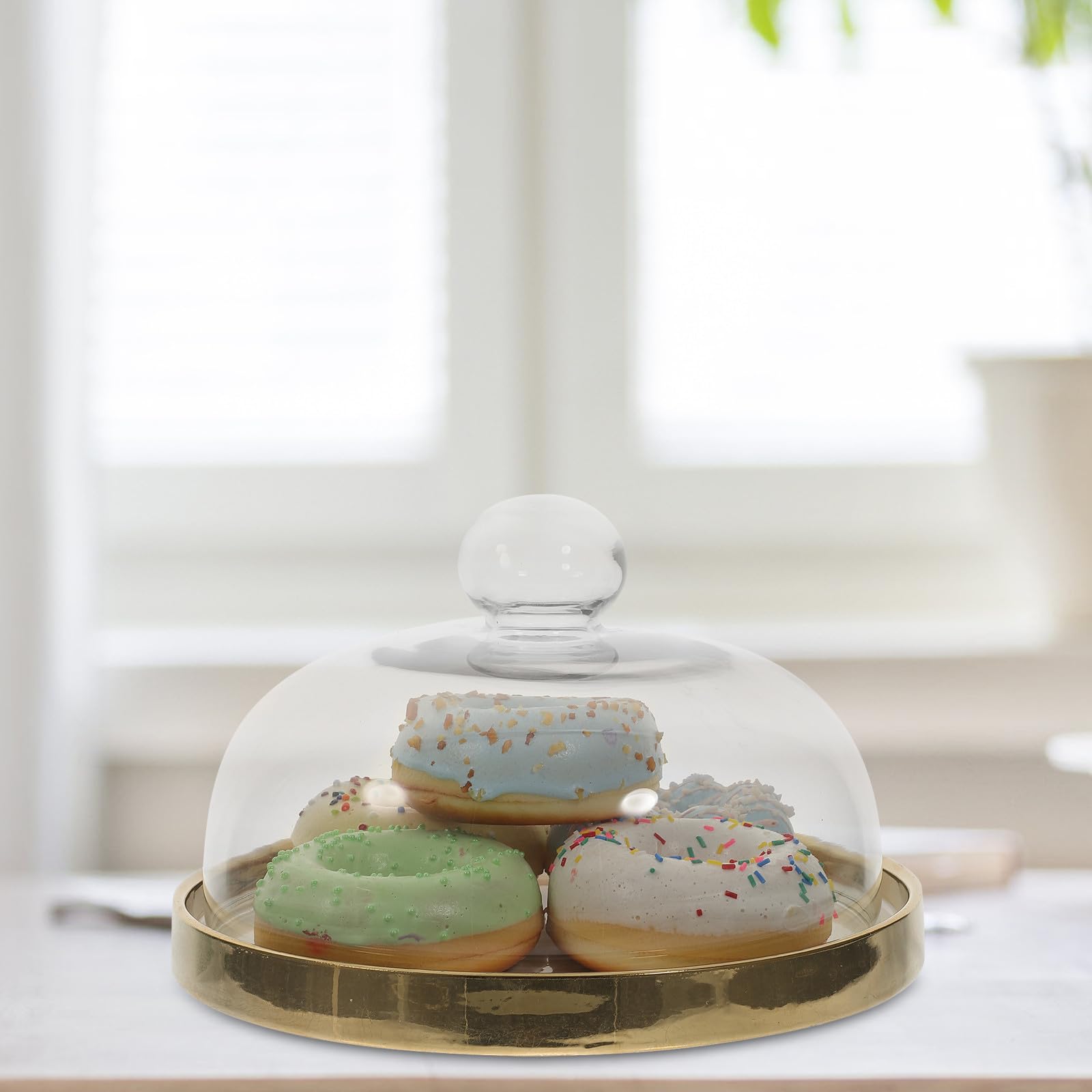USHOBE Alzata per Dolci con Cupola in Vetro e Ceramica, Piatto per Torta Semplice e Stiloso, per Feste e Banchetti, Mantiene Cibo Pulito e Facile da Esporre