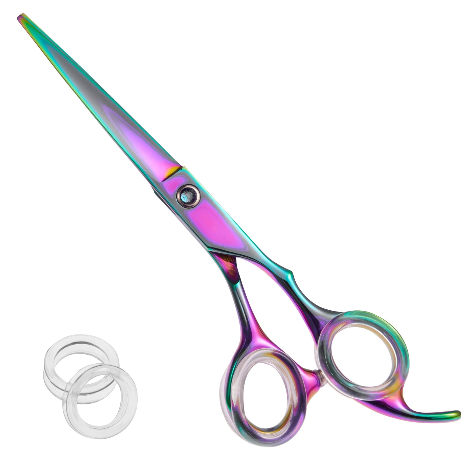 Lictin Tijeras de Peluquería Profesional Corte de Pelo de Acero Inoxidado con Anillos de Silicona para los Dedos, 6 pulgadas afiladas tijeras de afeitar para hombres, mujeres y niños