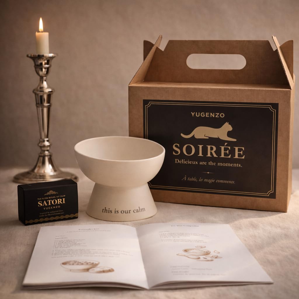 Comedero Elevado para Gato de Porcelana Premium. Cuenco Inclinado Antiestrés Que facilita una digestión cómoda y Reduce el estrés en Bigotes. Regalo para Amantes Felinos y Vínculo Humano Mascota.