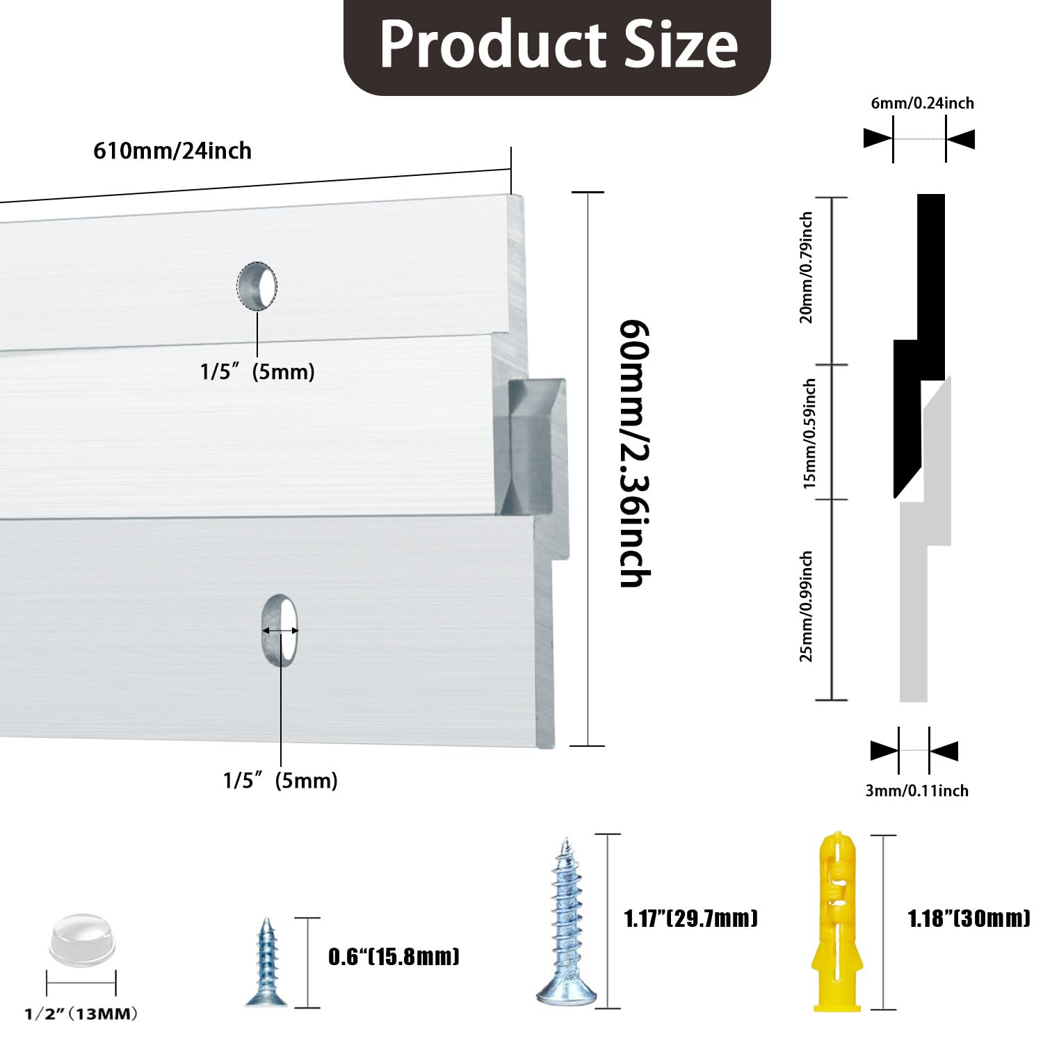 Kit De Crémaillère Française 76,2 Cm (2 Paires) - Clips Z Aluminium, Charge Max 72,6 Kg - Pour Miroirs, Étagères, Tableaux