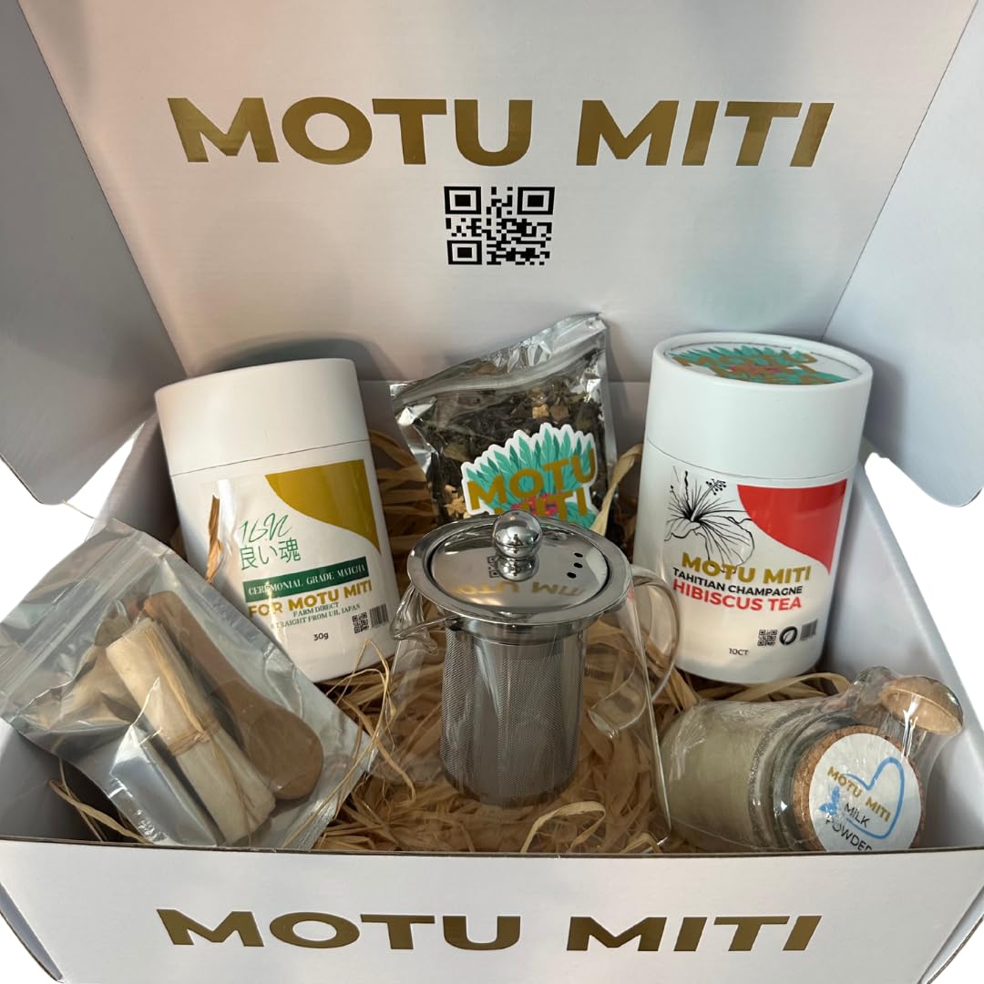 Motu Miti X 1692 5-piece Organic Ceremonial Matcha Tea Tahitian Champagne Hibiscus Tea Good Hydration Box