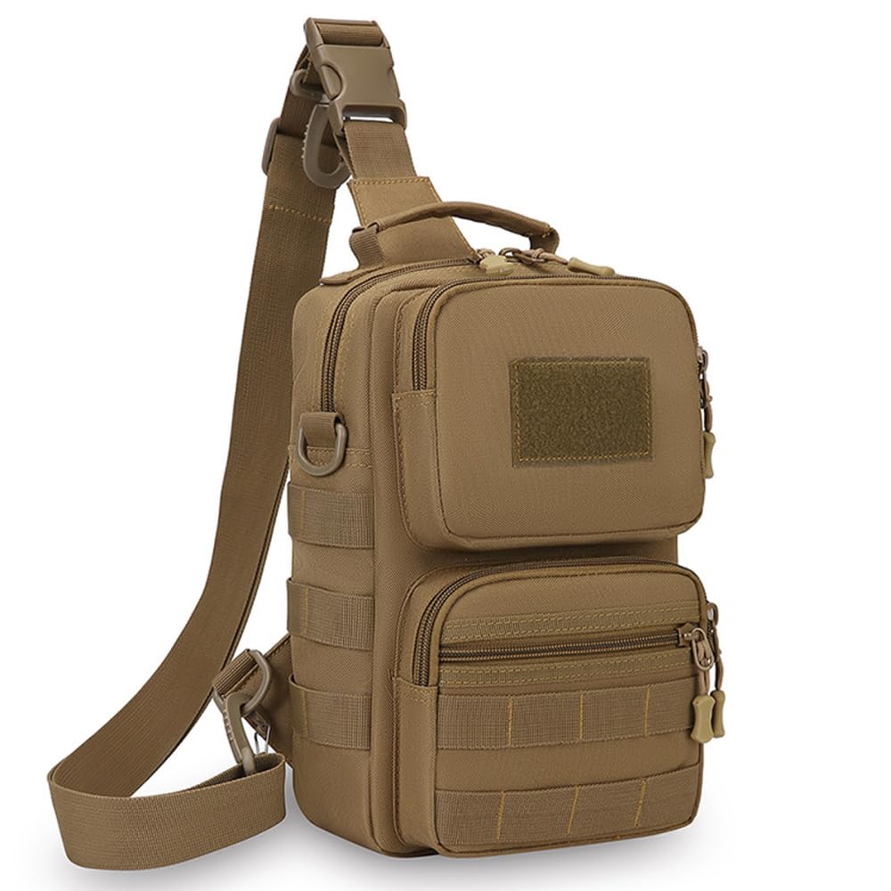MiOYOOW Tactical Sling Bag, Multi Functional Molle Chest Packs Large Storage Crossbody Backpack with Detachable Shoulder Strap for Climbing Cycling Hiking