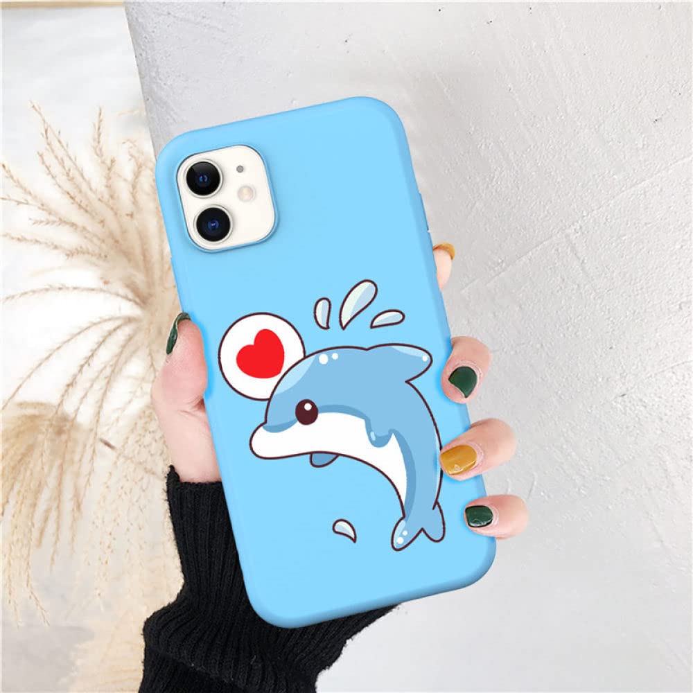 MAYCARI Custodia trasparente per iPhone 13 mini da 5,4 pollici, motivo animale dei cartoni animati, trasparente, antiurto, antigraffio, in morbido TPU, con cuscino d'aria, per uomini e donne