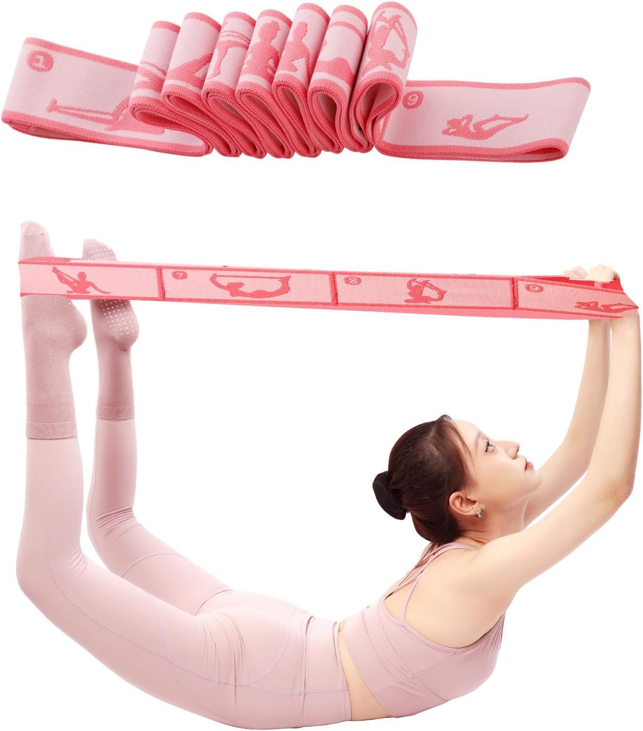 Yoga Strap 10 Loops Stretching Band (85x4 cm) | Flexibility Strap for Yoga, Pilates, Gymnastics | Leg Stretch Belt for Exercise, Physical Therapy, Rehab & Home Workout | Non-Slip Multi Loop Fitness Band-image-20