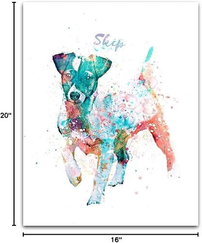 Vista 164 de Regalo personalizado para perros y amantes de los perros. Estilo acuarela. (lienzo enmarcado de 20 x 25 pulgadas, Golden Retriever)