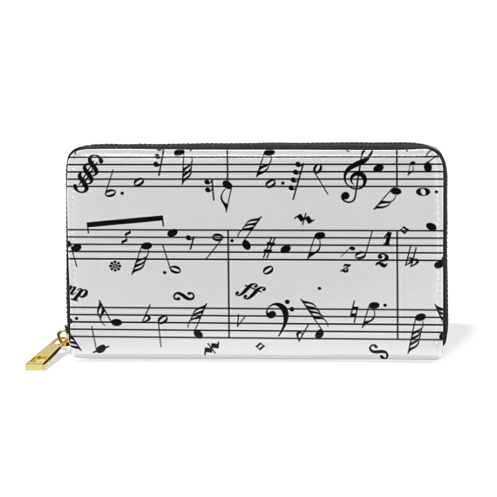 Amazon.com: Seamless Retro Music Notes Black Ink Hand Drawn icons Artistic  Style Women Leather Zipper Long Wallet, Large Capacity Organizer Slim Cover  Case Coin Clutch Pouch Pocket Key Card Change Purse Holder :