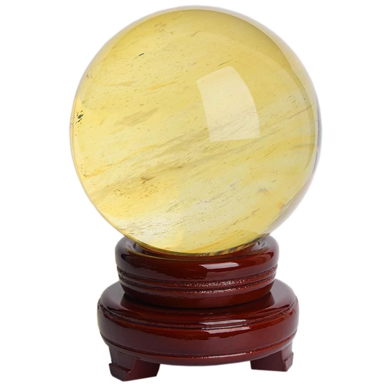 DFrywdgSEY crystal ball, Yellow Melting Quartz Crystal Ball with Stand Natural Stone Sphere for Meditation, Healing, Divination(Diameter 3.2")