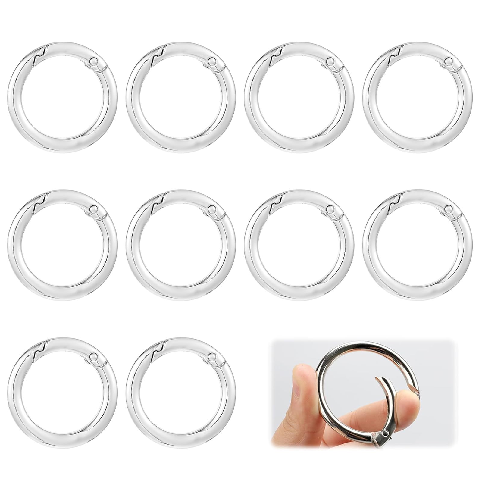 10 moschettoni rotondi da 45 mm, in lega, con moschettone, rotondi, per portachiavi, borse, fai da te, accessori