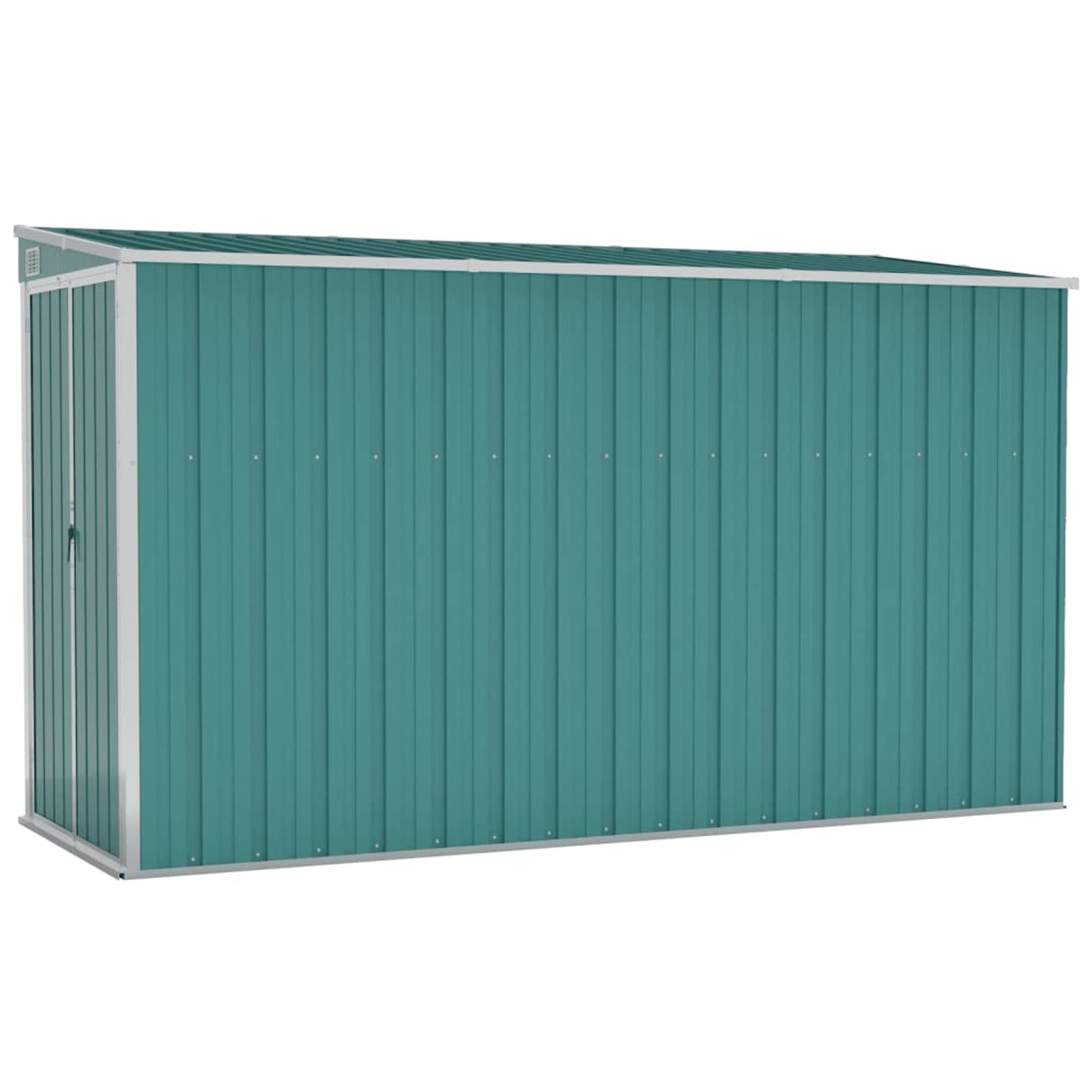 ZEYUAN Casetta da giardino a parete verde, 118 x 288 x 178 cm, in acciaio zincato, rifugio da giardino, capannone per attrezzi da giardino