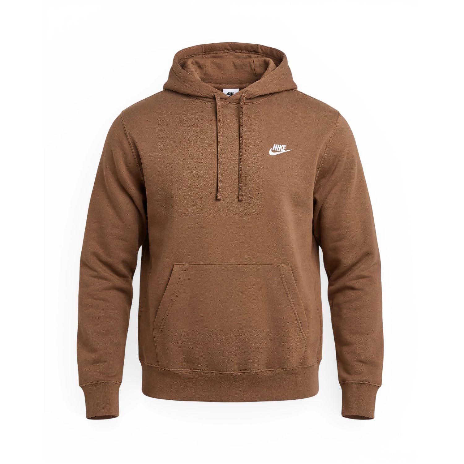 Nike Men's Club Pullover Fleece Hoodie Medium Ale Brown/Ale Brown/White