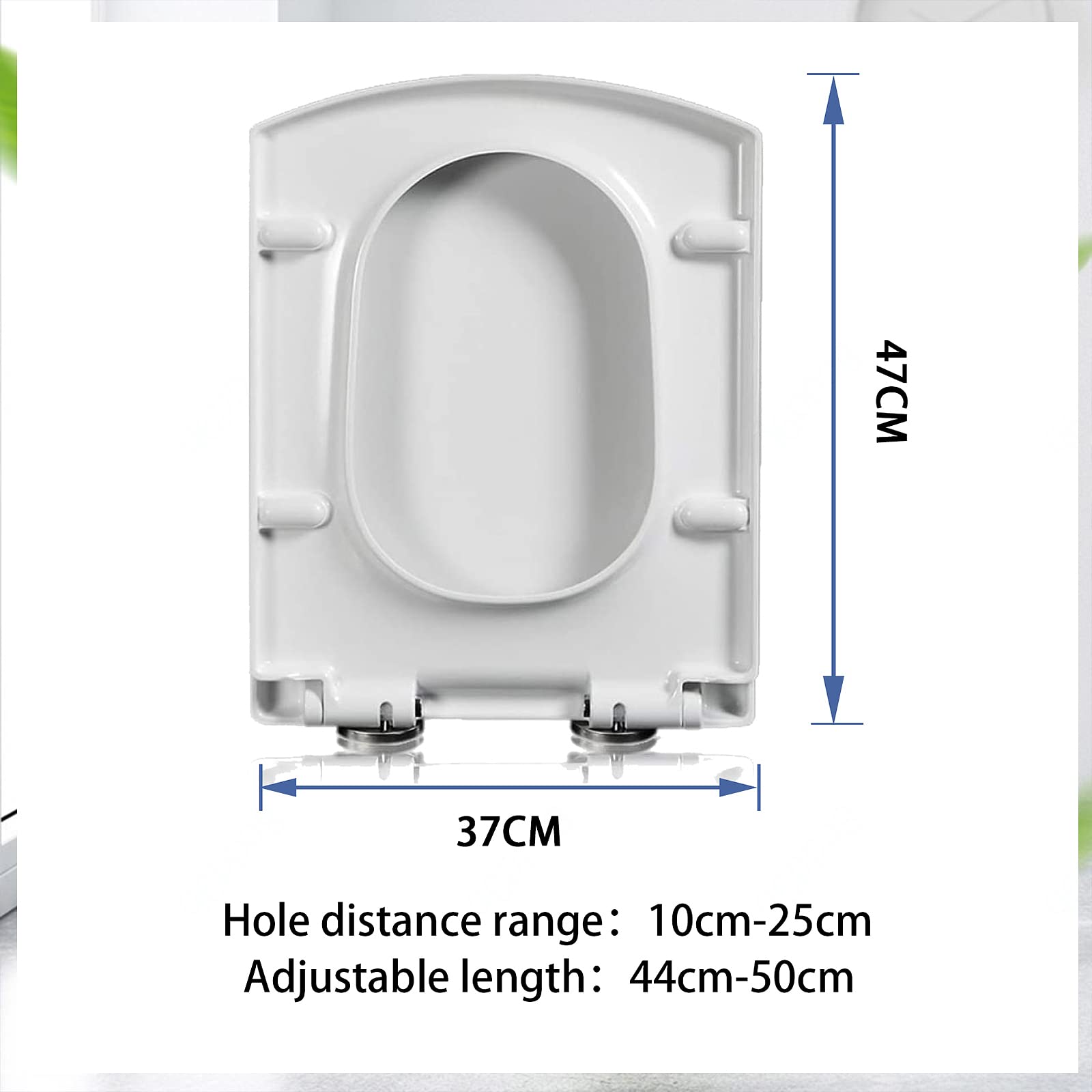 Sedile WC bianco con chiusura rallentata, antibatterico, quadrato, con cerniere regolabili in acciaio inox, per maggiore comfort e igiene