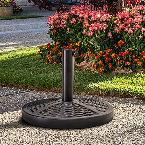 Image of NUU GARDEN Round Patio Umbrella Base, Weighted Umbrella Base with Hand-turn Knob, for Garden, Backyard, Poolside