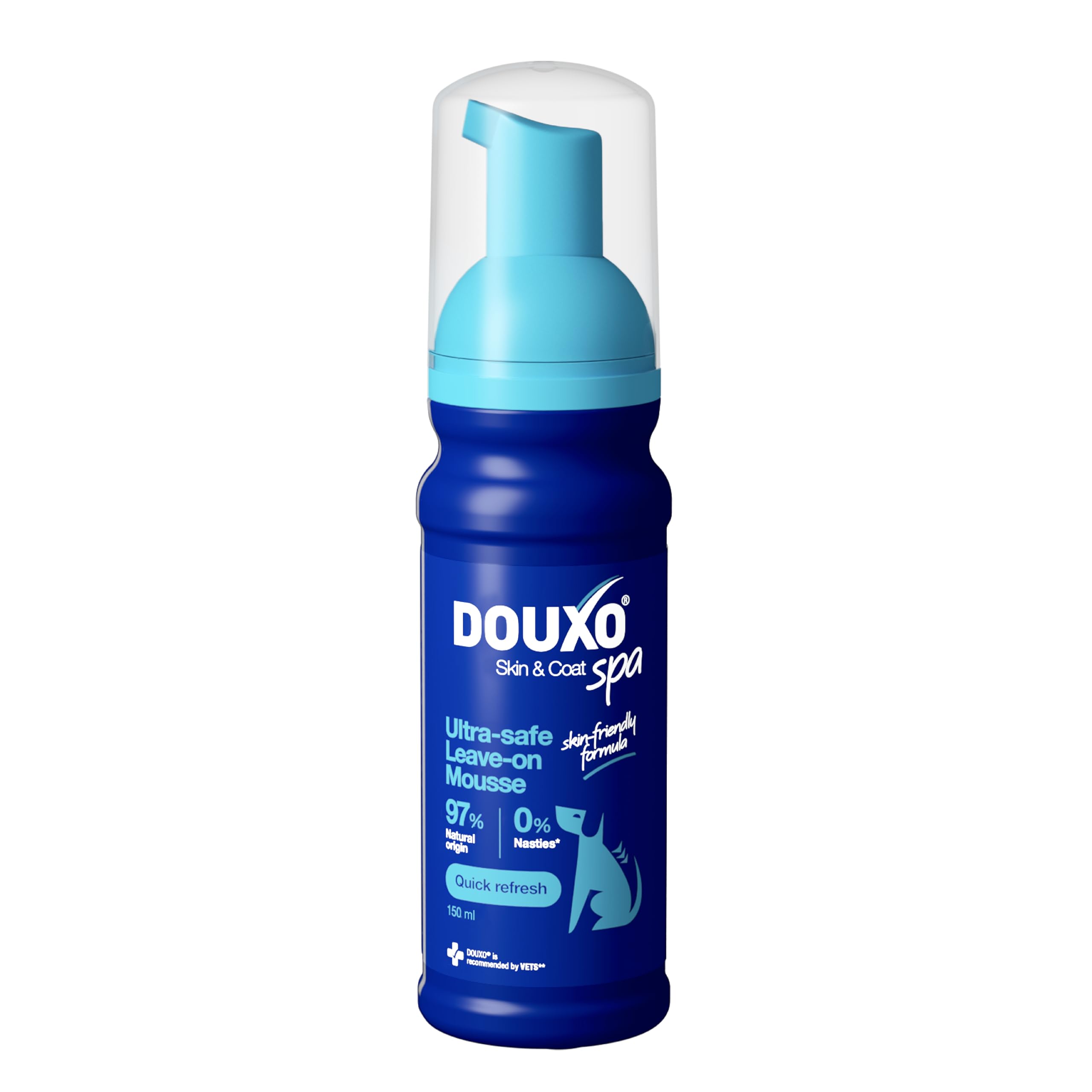 Douxo Spa - Quick Refresh Leave-on Mousse for Dogs, 150 ml, Safely Cleans and Refreshes, Leaves the Fur Soft, Radiant and Smelling Great, pH Balanced and Hypoallergenic, Skin-Friendly Formula