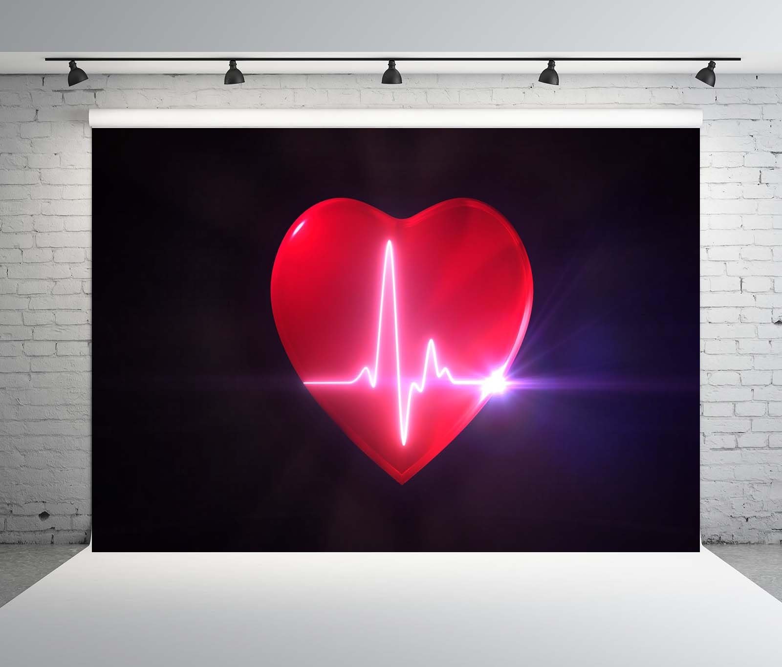 BELECO 4.6x3m Sfondo in tessuto Linea impulso cuore rosso | Curva battito luce su sfondo nero festa san valentino tema amore banner accessori foto