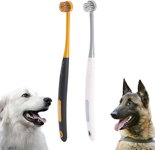 JGocot Paquete de 3 cepillos de dientes para perros, micro cerdas ultra suaves, cepillo de dientes para mascotas para encías y dientes sensibles,