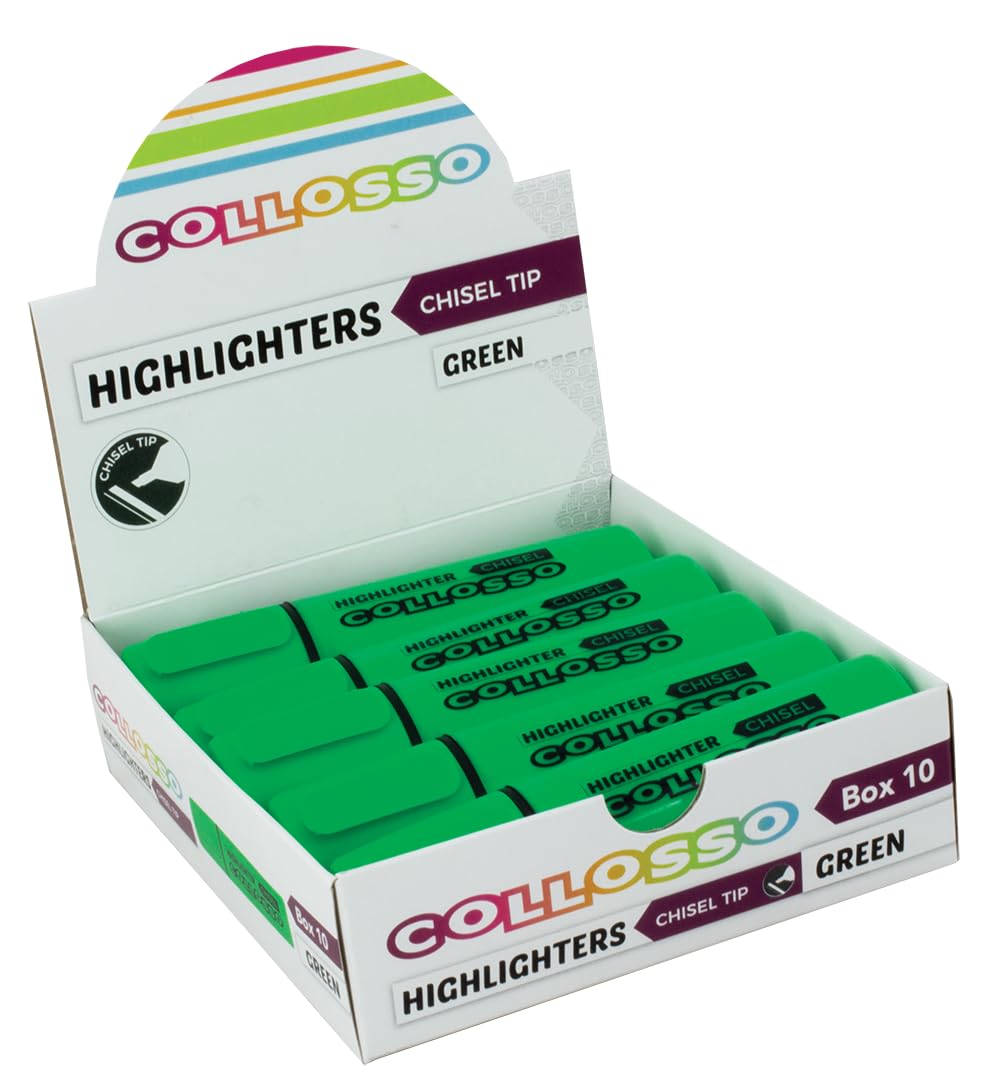 Collosso Chisel Tip Highlighters 10-Piece Set, Green : Amazon.co