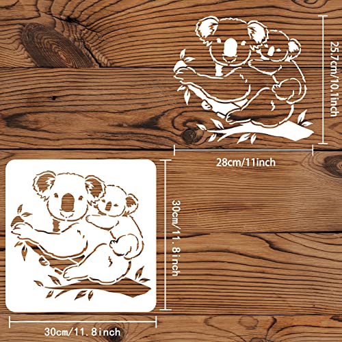 FINGERINSPIRE Koala Bear Stencil 30x30cm Reusable Koalas on Tree Stencils Koala Bear Airbrush Stencil Animal Stencils for Painting on Wood Floor - Image 2