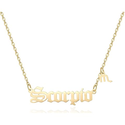 Zodiac Necklace,Zodiac Sign Pendant Necklace for Women,18K Gold Plated