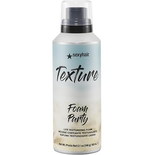 SexyHair Texture Foam Party Lite - Espuma texturizante, 5.1 onzas Sujeción construible Añade brillo Todo tipo de cabello