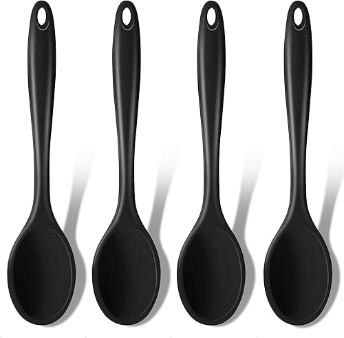 Miniatura 1 de GEEKHOM Cucharas de cocina de silicona, 4 piezas de 8 pulgadas, resistentes al calor, juego de utensilios de cocina de silicona para servir cucharas