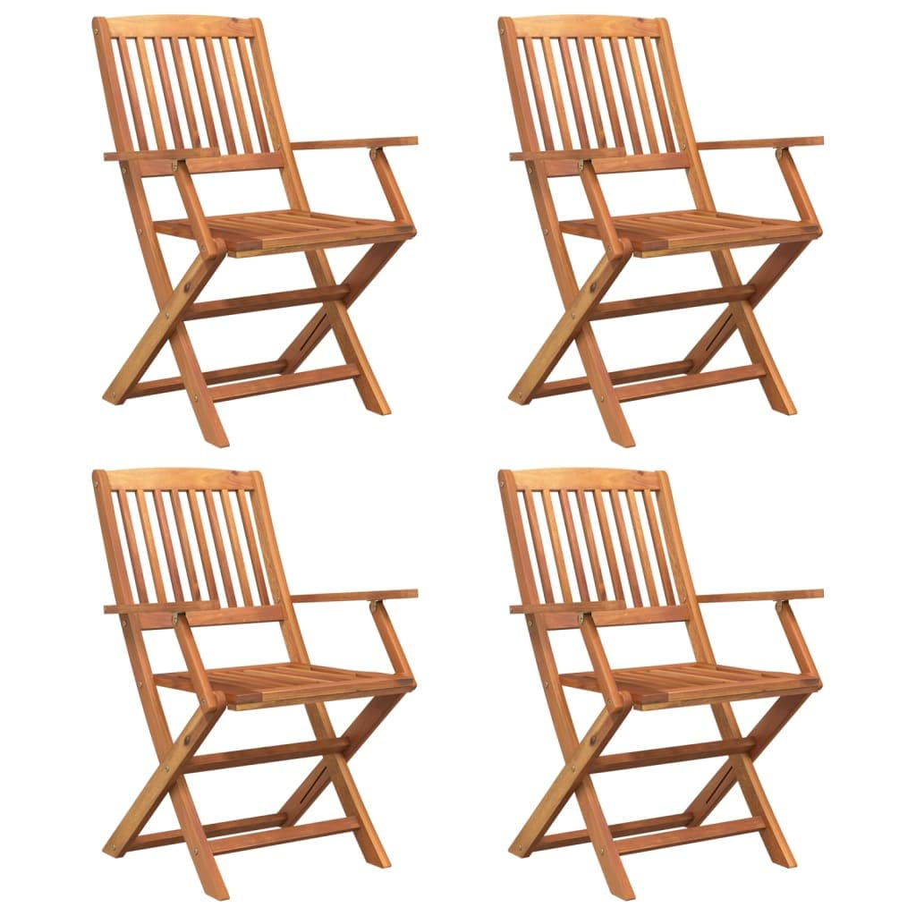 IKAYAA Mesa y 4 Sillas Plegables Madera Acacia Comedor Jardin Juego de Comedor Patio Terraza Balcón Set 5 Piezas Mesa de Jardín con 4 Sillas