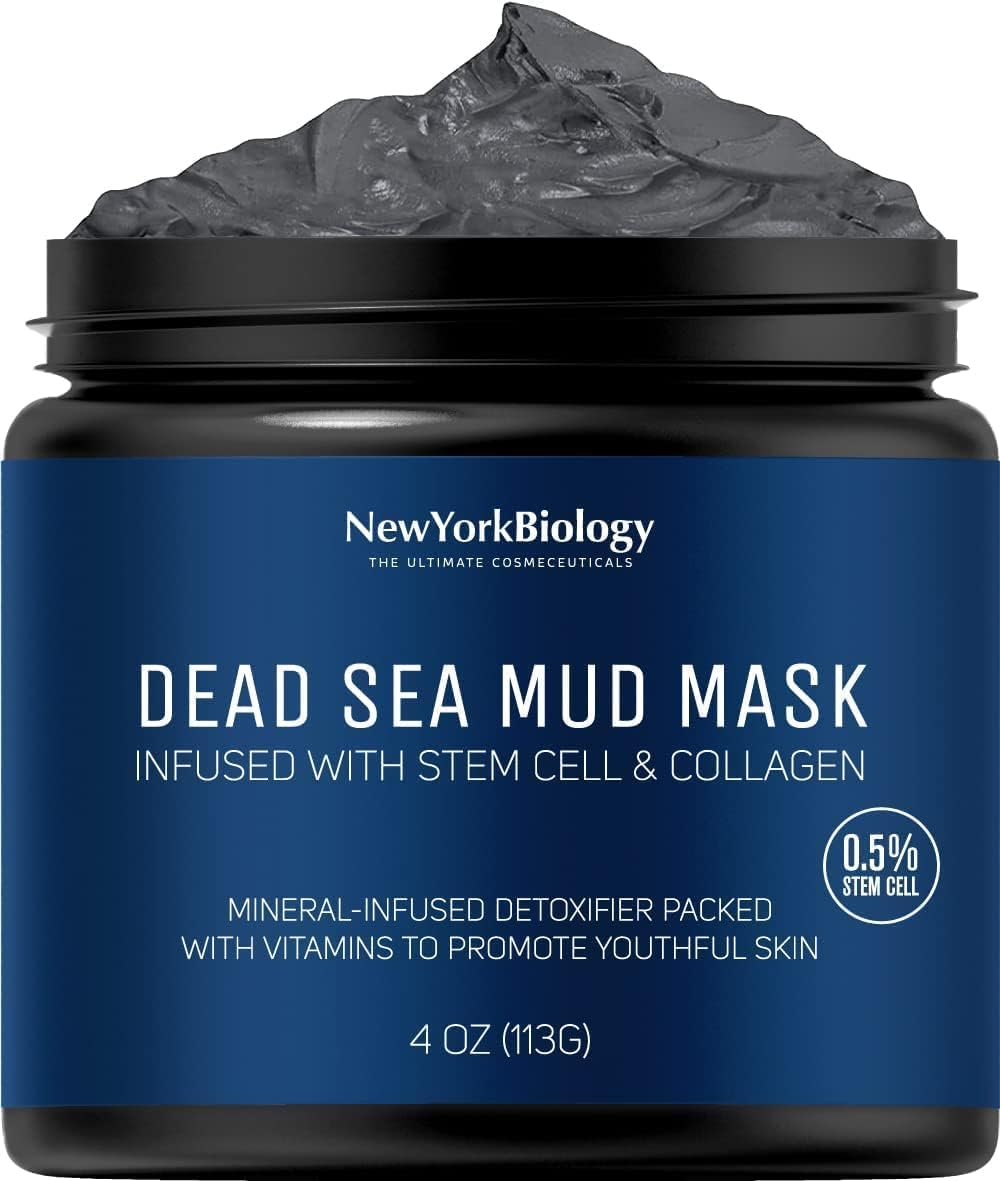 New York Biology Dead Sea Mud Mask for Face and Body with Stem Cell and Collagen – Spa Quality Pore Reducer for Acne, Blackheads and Oily Skin, Natural Skincare for Women, Men – Tightens Skin – 113 g