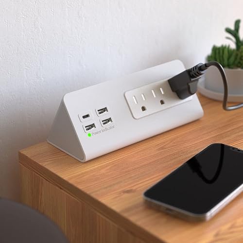 Miniatura 6 de Regleta de alimentación de montaje en borde para mesita de noche con puertos USB-C, protector de sobretensiones de mesa, abrazadera de escritorio,