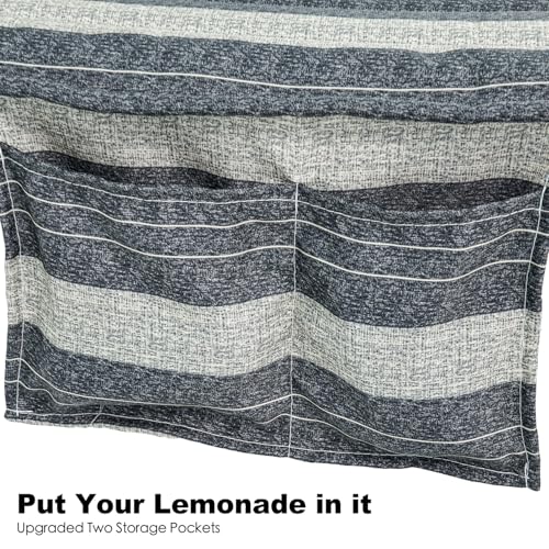 Image of GAFETE Hammock 2 Person Quilted Fabric Hammocks for Outside, Double 12ft Hammocks with Spreader Bar, Large Removable Pillow, Storage Bag, Carabiners, Max 475 lbs Capacity (Mountain Mist Gray)