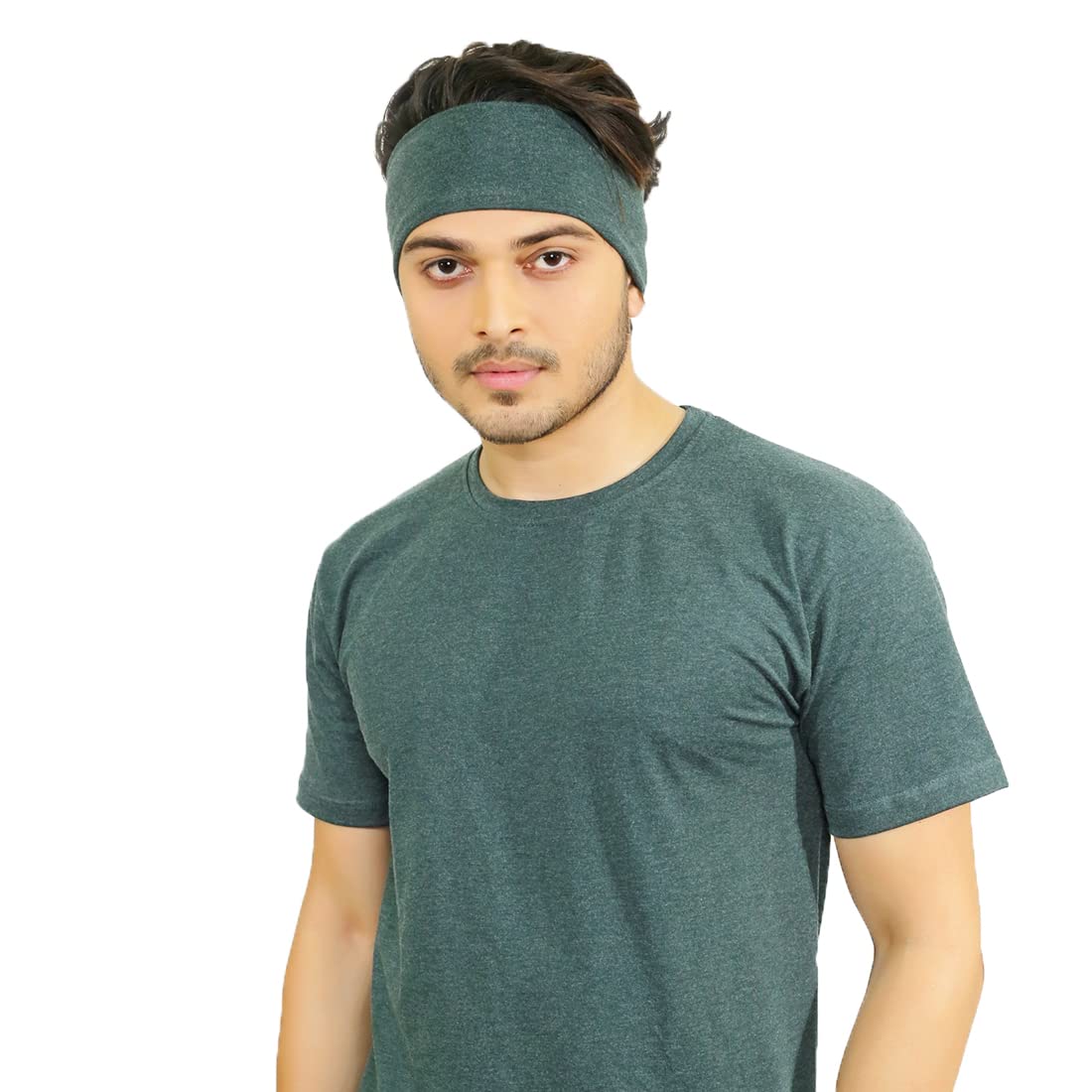 SOUL eTHICS Premium Cotton Gym, Sports, Yoga, Running, Hair, Elastic Headband for Men and Women with Non-Slip Fabric, Freesize (Bottel Green) - Image 2 thumbnail