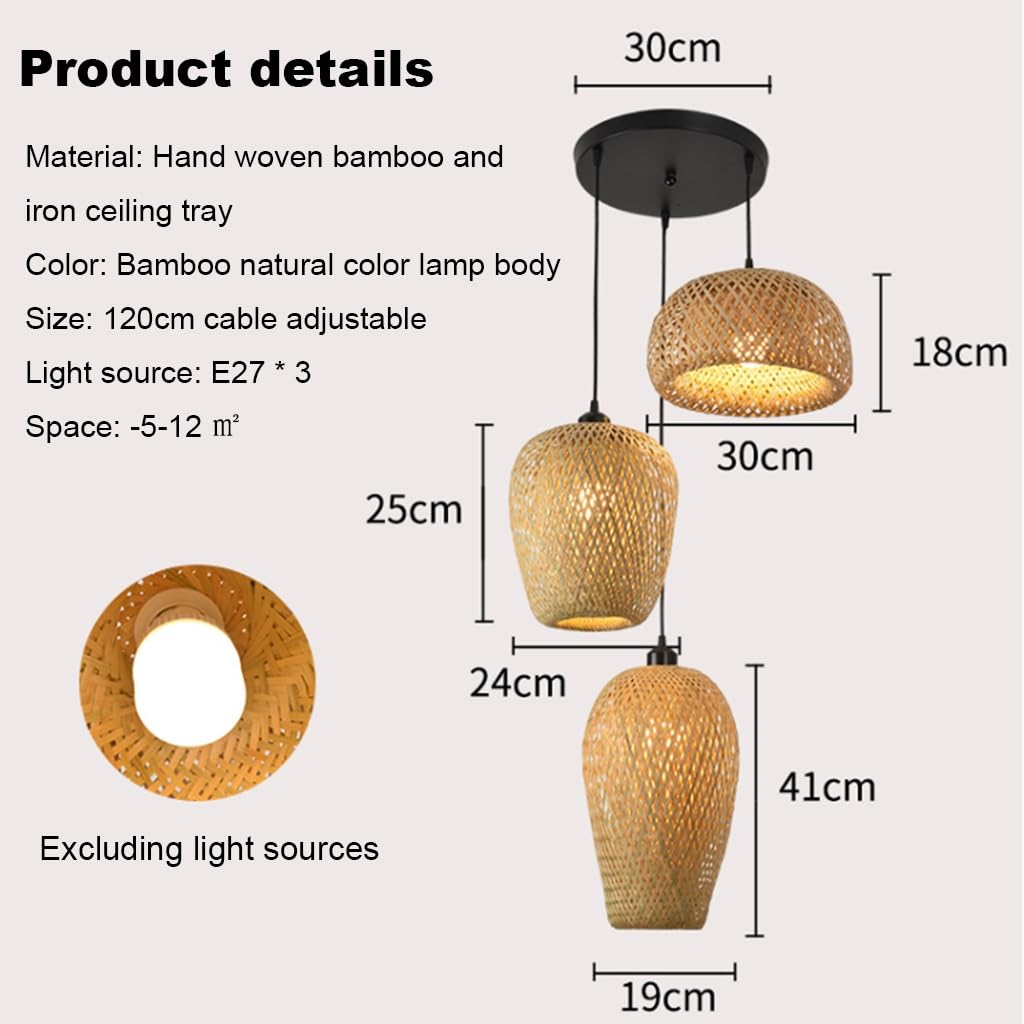 Pendelleuchten E27 Bambus 3-Flammig Hngelampe Natrliche Rattan  Pendellampe Esstischlampe Hngeleuchte Retro Lampenschirm Vintage  Hhenverstellbare Weidenschirm Kronleuchter Wohnzimmer Deckenlampe :  Amazon.de: Beleuchtung