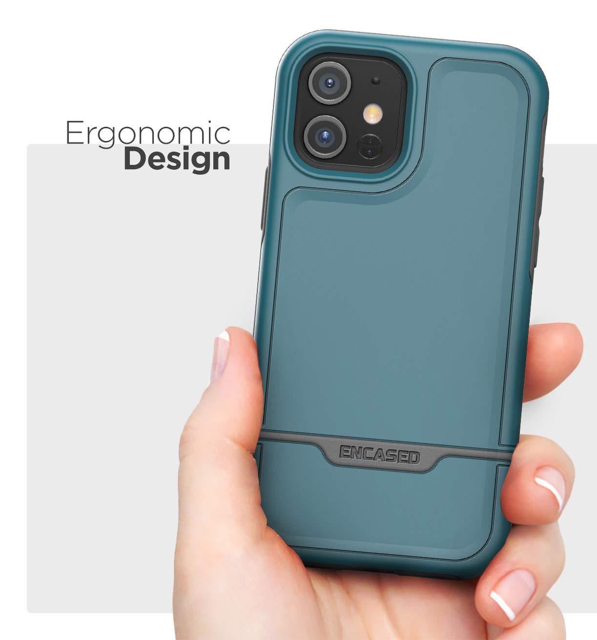 Encased Serie Rebel protettiva compatibile con iPhone 12 Mini Custodia Heavy Duty Full Body Robusta Cover - Nero