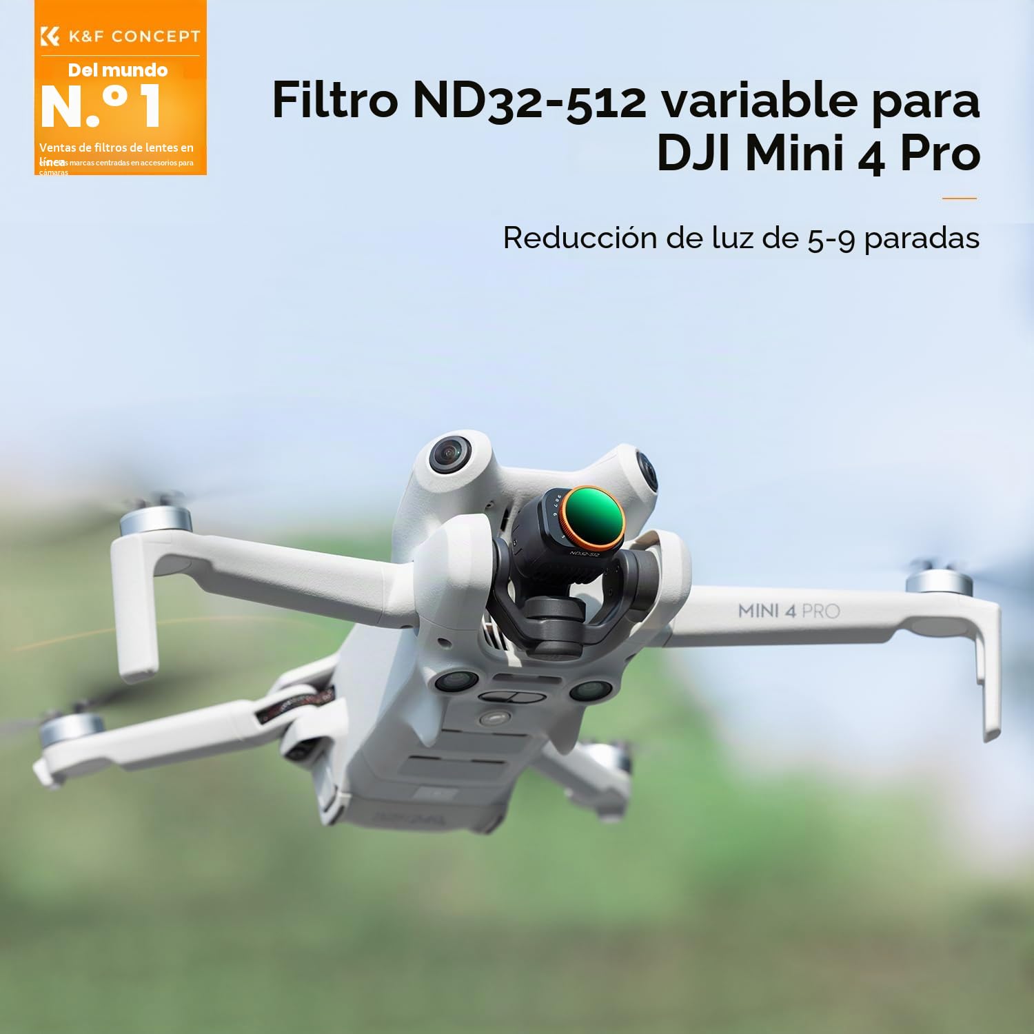 K&F CONCEPT Mini 4 Pro ND Filtro Variable, Filtro Variable ND32-512 Compatible con dji Mini 4 Pro con 28 Capas Nano Revestimiento